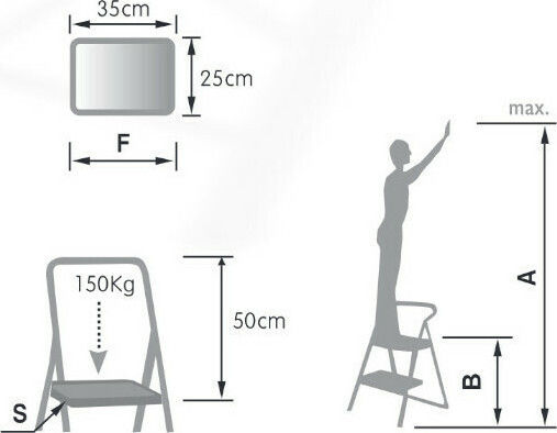Palbest Quickstep Step Ladder Aluminum 2 Stair 50cm