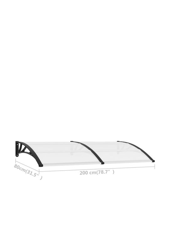 vidaXL Polycarbonate Door / Window Canopy Roof W200xD80cm