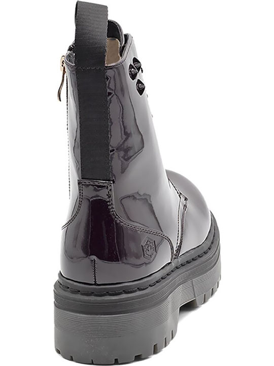 Elyse Women's Patent Leather Ankle Boots Burgundy