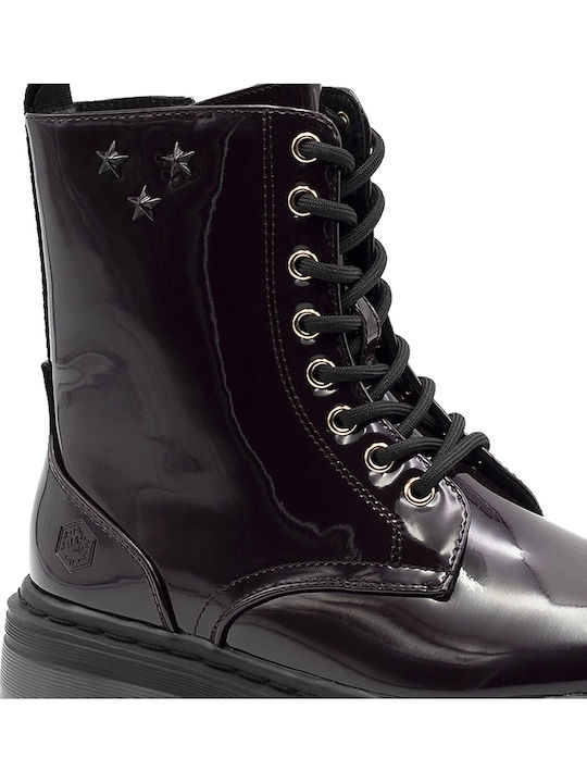 Elyse Women's Patent Leather Ankle Boots Burgundy