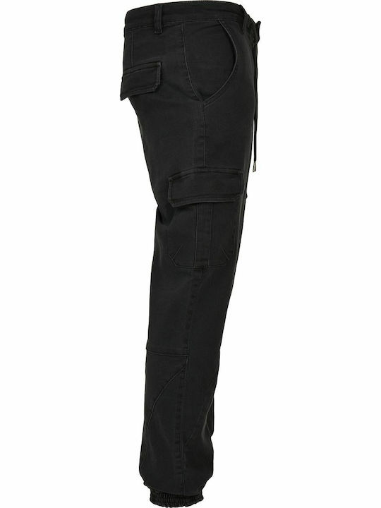 Trousers Cargo Elastic in Straight Line Black