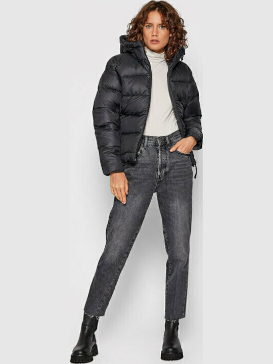 Active Kurz Damen Puffer Jacke für Winter Schwarz