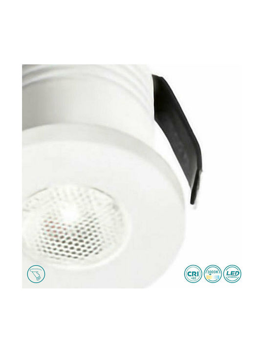 Gea Luce Glam Στρογγυλό Μεταλλικό Χωνευτό Σποτ με Ενσωματωμένο LED και Θερμό Λευκό Φως Λευκό 3.5x3.5εκ. 1τμχ