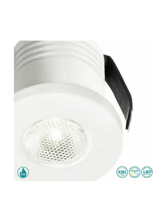Gea Luce Glam Rotund Metalic Spot Încorporat cu LED Integrat și Lumină Alb Natural Alb 3.5x3.5cm. 1buc
