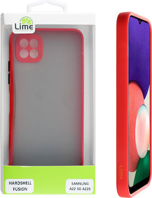 Lime Hardshell Camera Guard Synthetic Back Cover Durable Red with Black Keys (Galaxy A22 5G)