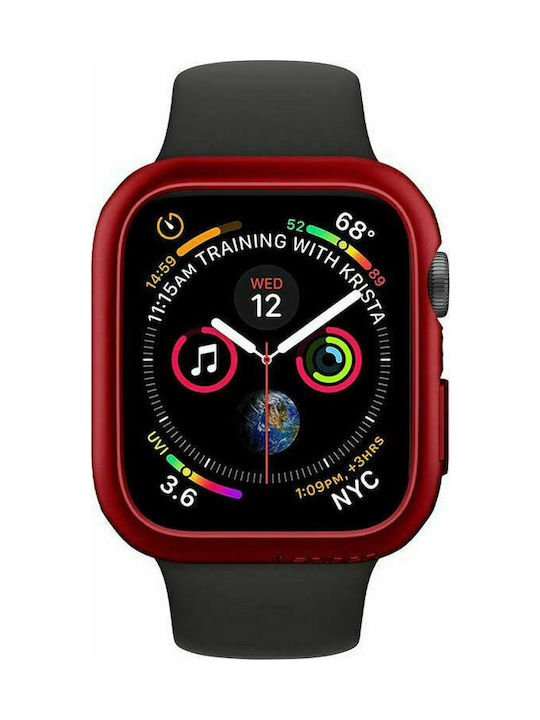 Spigen Thin Fit Plastic Case with Tempered Glass Red Colour for Apple Watch 44mm
