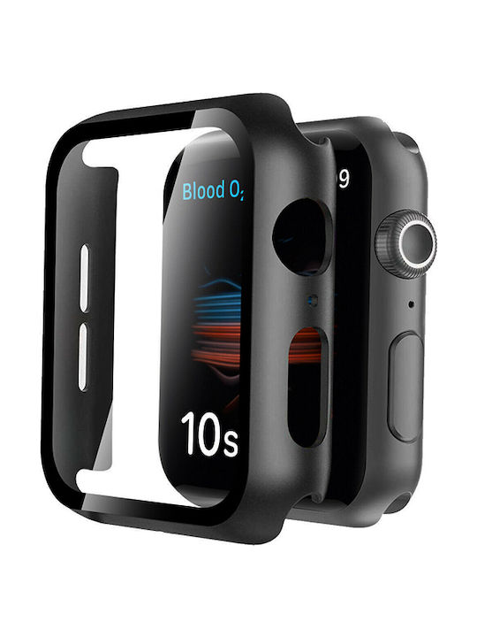 360 Watch Case with Tempered Glass Plastic Case with Glass in Black color for Apple Watch 44mm