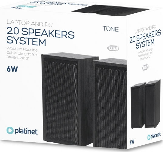 Platinet Tone 2.0 Speakers 3W Black