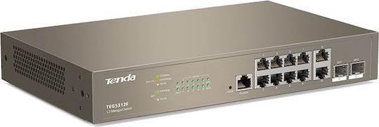 Tenda Managed L3 Switch με 10 Θύρες Gigabit (1Gbps) Ethernet και 2 SFP Θύρες