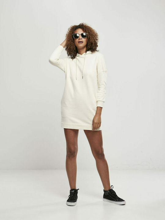 Mini Athletic Dress Long Sleeve with Hood White