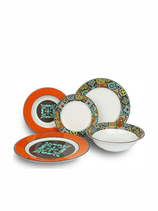 Bohemia Tiles Geschirrset aus Porzellan Mehrfarbig 20Stück