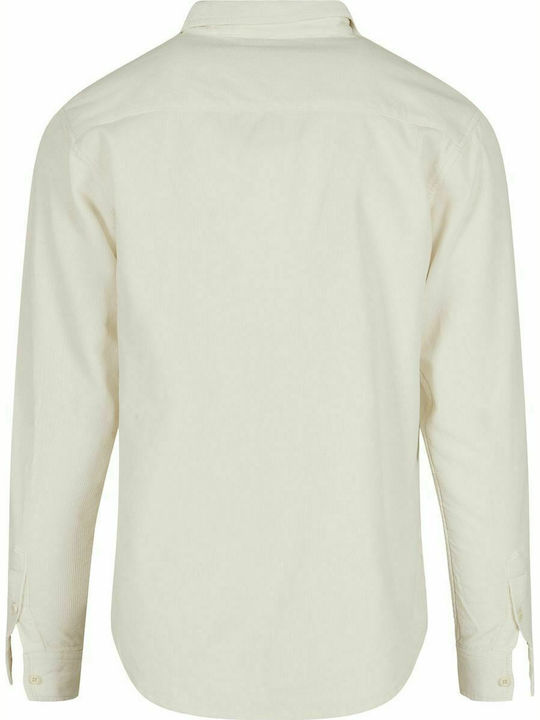 Urban Classics Men's Shirt Long Sleeve Corduroy White Sand