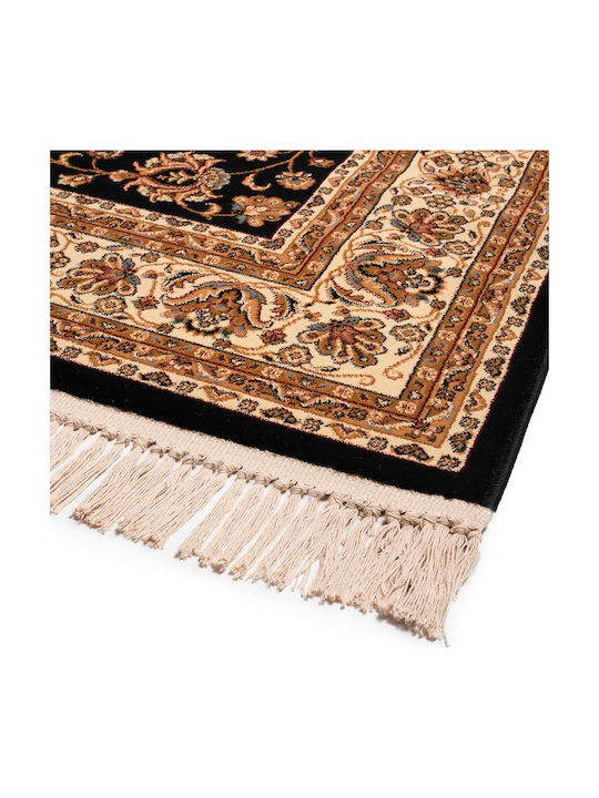 Viokarpet Isfahan 3783B Rug Rectangular with Fringes Black Cream