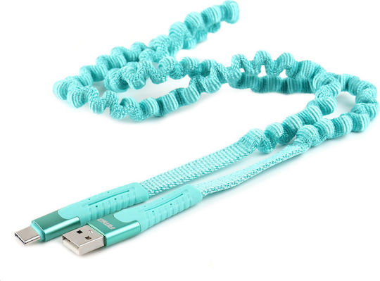 AMiO Spiral USB 2.0 Cable USB-C male - USB-A Τιρκουάζ 1.2m 02531