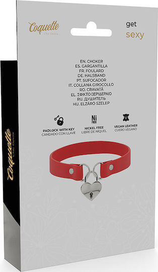 Coquette Hand Crafted Choker Keys Heart Яка Red