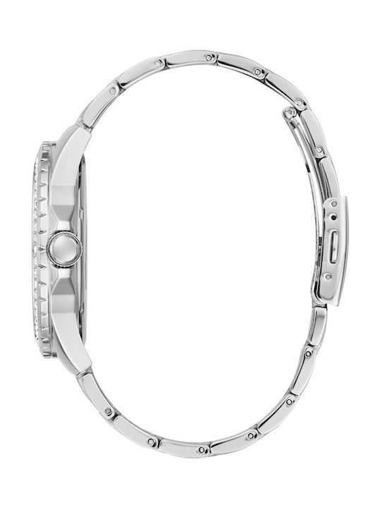 Guess Γυναικείο Ρολόι 46mm Μπαταρίας με Ασημί Μεταλλικό Μπρασελέ