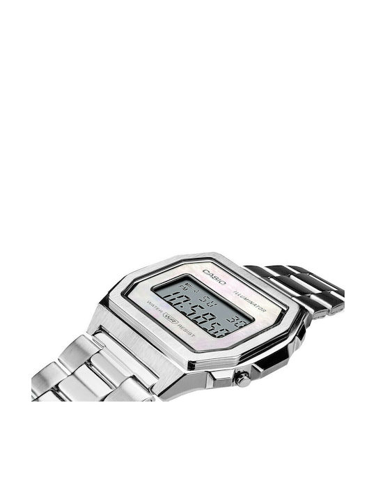Casio Vintage Digital Women's Watch Chronograph with Silver Metal Bracelet