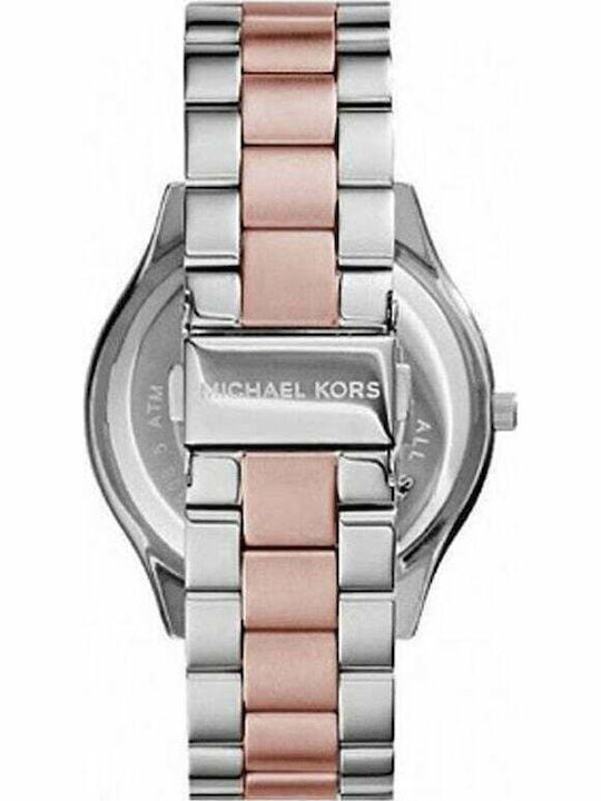 Michael Kors Γυναικείο Ρολόι 34mm Μπαταρίας με Μεταλλικό Μπρασελέ Ασημί/Ροζ χρυσό