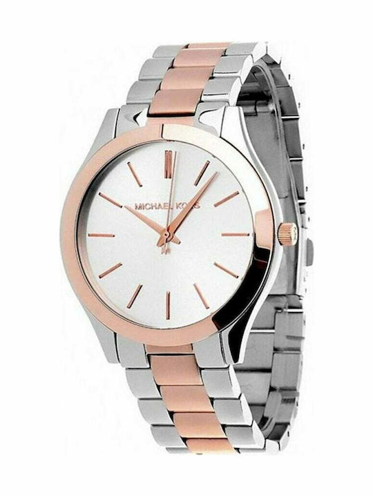 Michael Kors Γυναικείο Ρολόι 34mm Μπαταρίας με Μεταλλικό Μπρασελέ Ασημί/Ροζ χρυσό