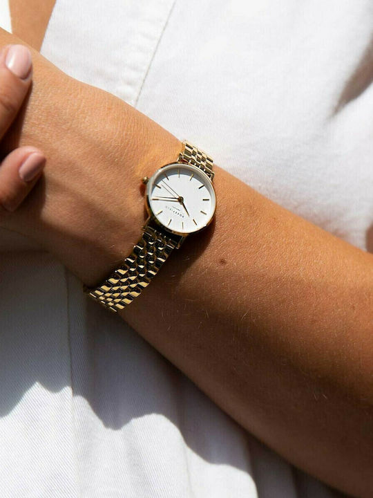 Rosefield Small Edit Women's Watch with Gold Metal Bracelet