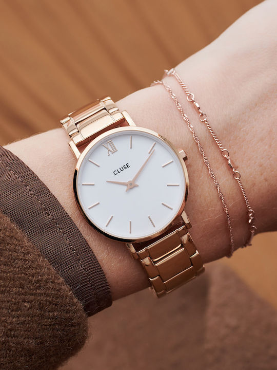 Cluse Minuit Ceas de Damă cu Rose Gold Brățară Metalică