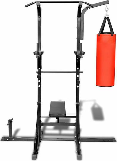 vidaXL Bară de tracțiuni & Dips fără greutăți cu bancă abdominală și sac de box