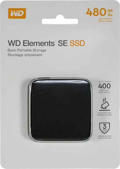 Western Digital Elements SE USB 3.0 External 2.5" SSD 480GB Black