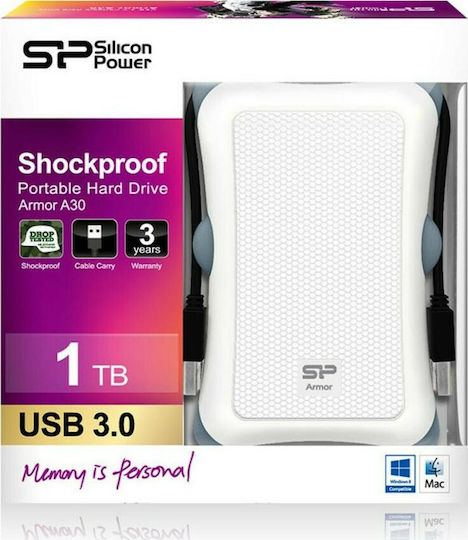Silicon Power Armor A30 USB 3.0 External 2.5" HDD 1TB White