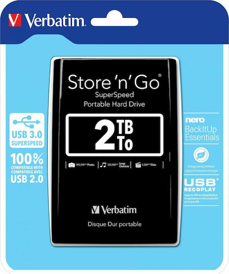 Verbatim Store 'n' Go USB 3.0 External 2.5" HDD 2TB Black