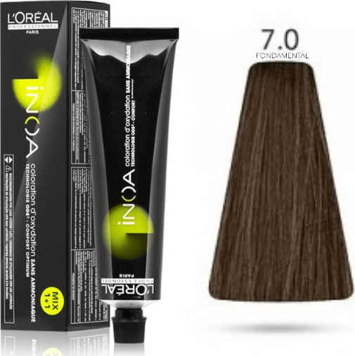 L'Oréal Professionnel Inoa Βαφή Μαλλιών Χωρίς Αμμωνία 7.0 Ξανθό Βαθιάς Κάλυψης 60ml