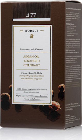 Korres Argan Oil Advanced Colorant Боя За Коса Без Амоняк 4.77 Тъмно Шоколадов 50ml