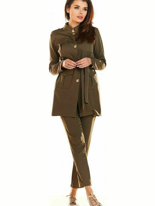 Awama Lang Damen Blazer Khaki