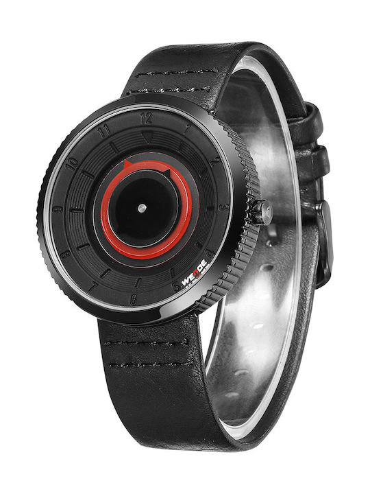 Weide Watch Battery with Black Leather Strap