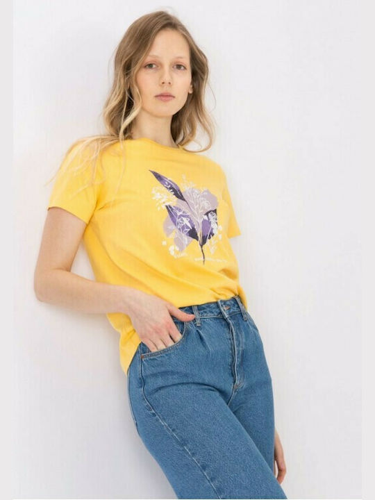 Tricou pentru femei cu decolteu rotund Tiffosi (10039607-WARHOL-YELLOW)