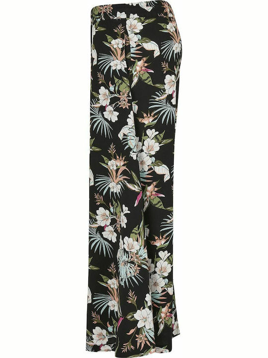 High-waisted Midi Skirt Floral Black