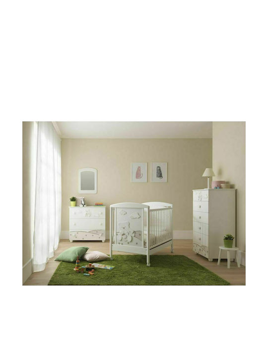 Pali Dodo White Baby Crib with Drawers and Wheels