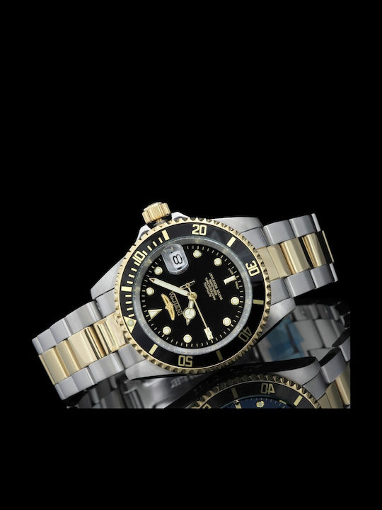 Invicta Pro Diver Ανδρικό Ρολόι 40mm Αυτόματο με Ασημί Μεταλλικό Μπρασελέ
