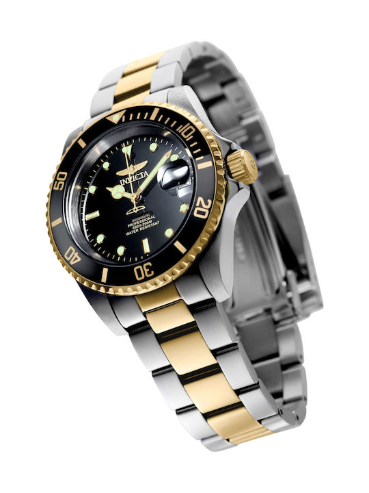 Invicta Pro Diver Ανδρικό Ρολόι 40mm Αυτόματο με Ασημί Μεταλλικό Μπρασελέ