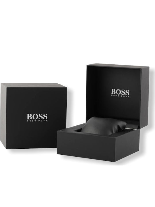 Boss Hero Ανδρικό Ρολόι 45mm Χρονογράφος Μπαταρίας με Μαύρο Μεταλλικό Μπρασελέ