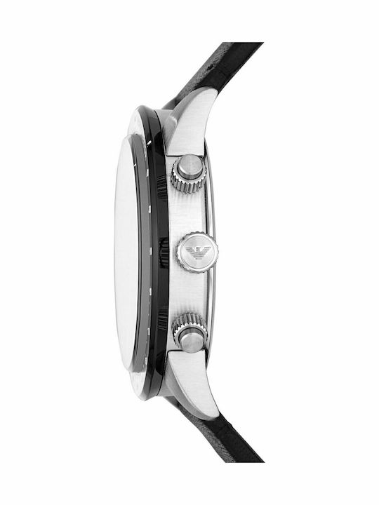 Emporio Armani Men's Watch 43mm Chronograph Battery with Black Leather Strap