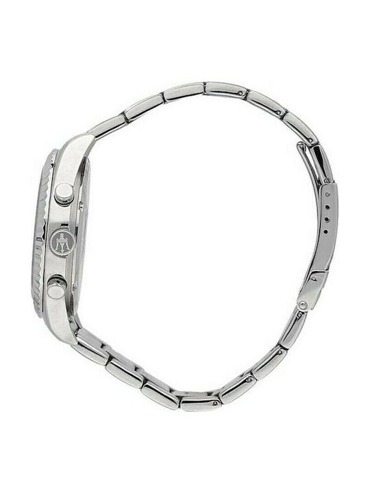 Maserati Competizione Ανδρικό Ρολόι 43mm Χρονογράφος Μπαταρίας με Ασημί Μεταλλικό Μπρασελέ
