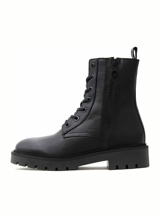 Leder Stiefeletten Damen Schwarz
