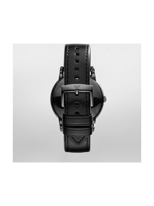 Emporio Armani Uhr Batterie mit Schwarz Lederarmband