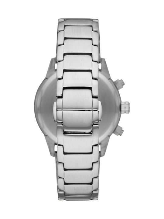 Emporio Armani Mario Ανδρικό Ρολόι 43mm Χρονογράφος Μπαταρίας με Ασημί Μεταλλικό Μπρασελέ
