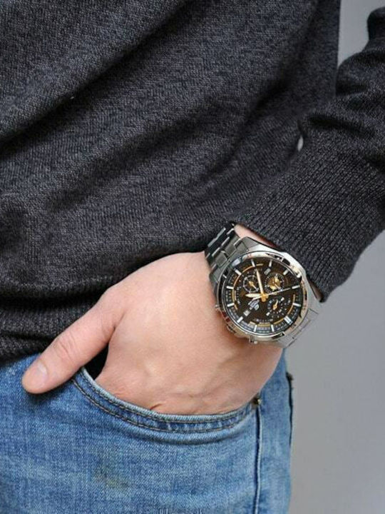 Casio Edifice Men's Watch 48.7mm Chronograph Battery with Silver Metal Bracelet