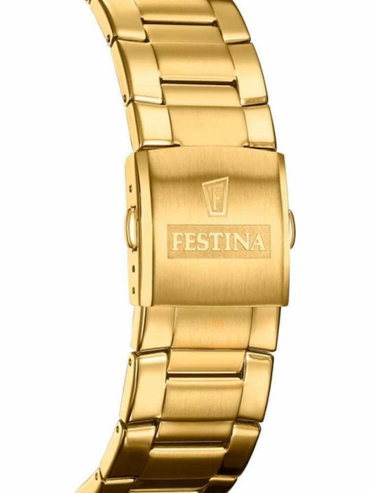 Festina Men's Watch 45mm Chronograph Battery with Gold Metal Bracelet