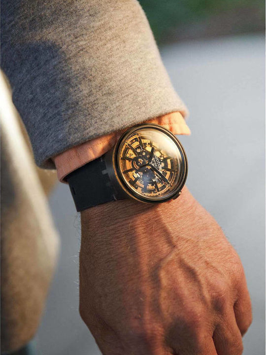 Swatch Big Bold Ceas Bărbați 47mm Solar Cu Curea Din Cauciuc Neagră