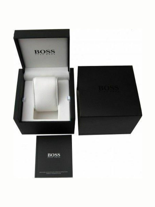 Boss Peak Ανδρικό Ρολόι 44mm Χρονογράφος Μπαταρίας με Ασημί Μεταλλικό Μπρασελέ
