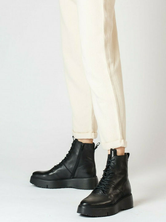Women's Leather Combat Boots Black