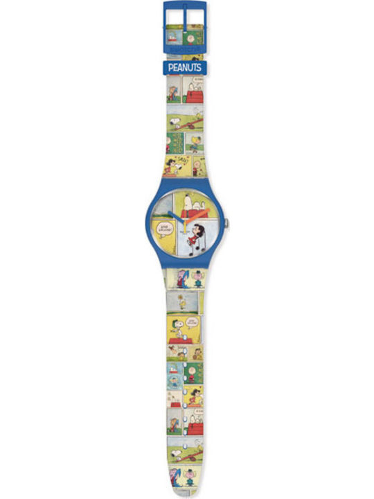 Swatch Смак! - Peanuts Мъжки Часовник 41мм На Батерия с Каучукова Каишка